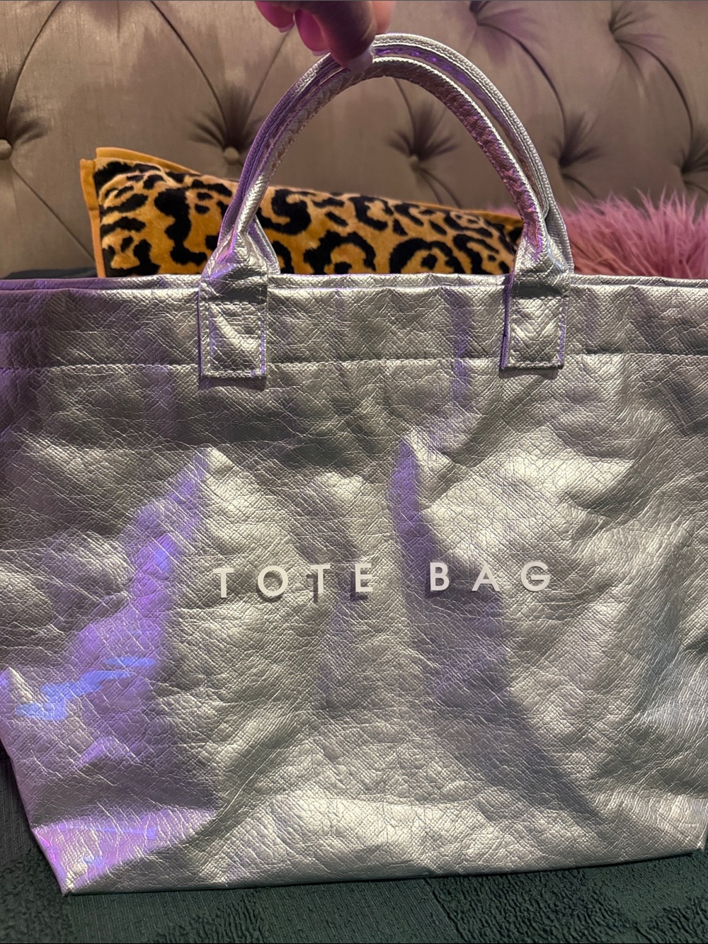 Tote Bag Metallic Silver Women's Tote Bag